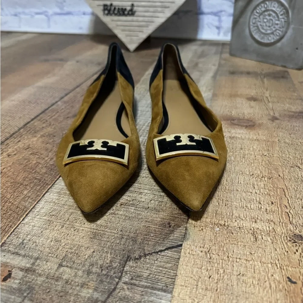 TORY BURCH- Women's Gigi Pointed Toe Color-Block Flats Size 9